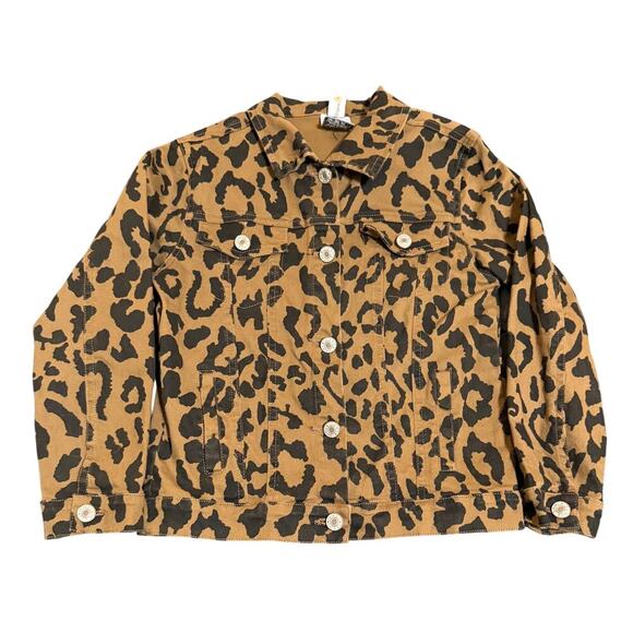 NWOT Oopsie Daisy Girl Size 8 Kid Leopard Brown Jacket Chic Animal Print Cotton - Picture 1 of 6
